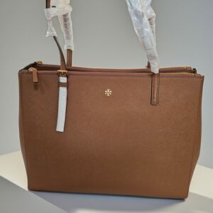 Tory Burch Emerson Large Double Zip Leather Tote Bag